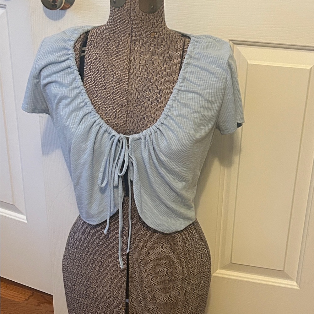 Garage Light Blue Ruched Crop Top